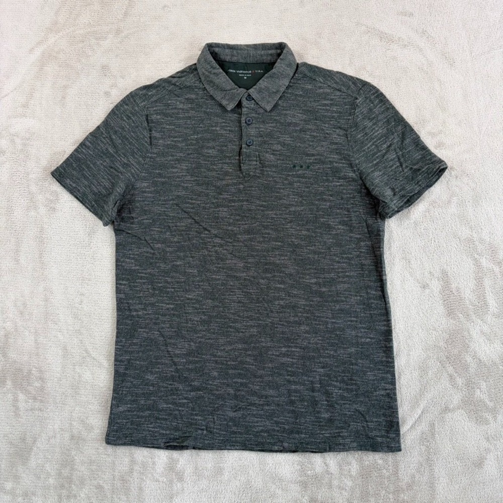 John Varvatos Star USA Chest Logo Polo Shirt in Heather Green Men Medium